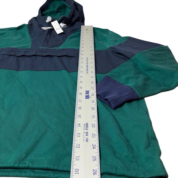 J Crew Anorak Hoodie Mens M Green Navy Colorblock Rugby Sporty Casual BN432 READ - Picture 3 of 15